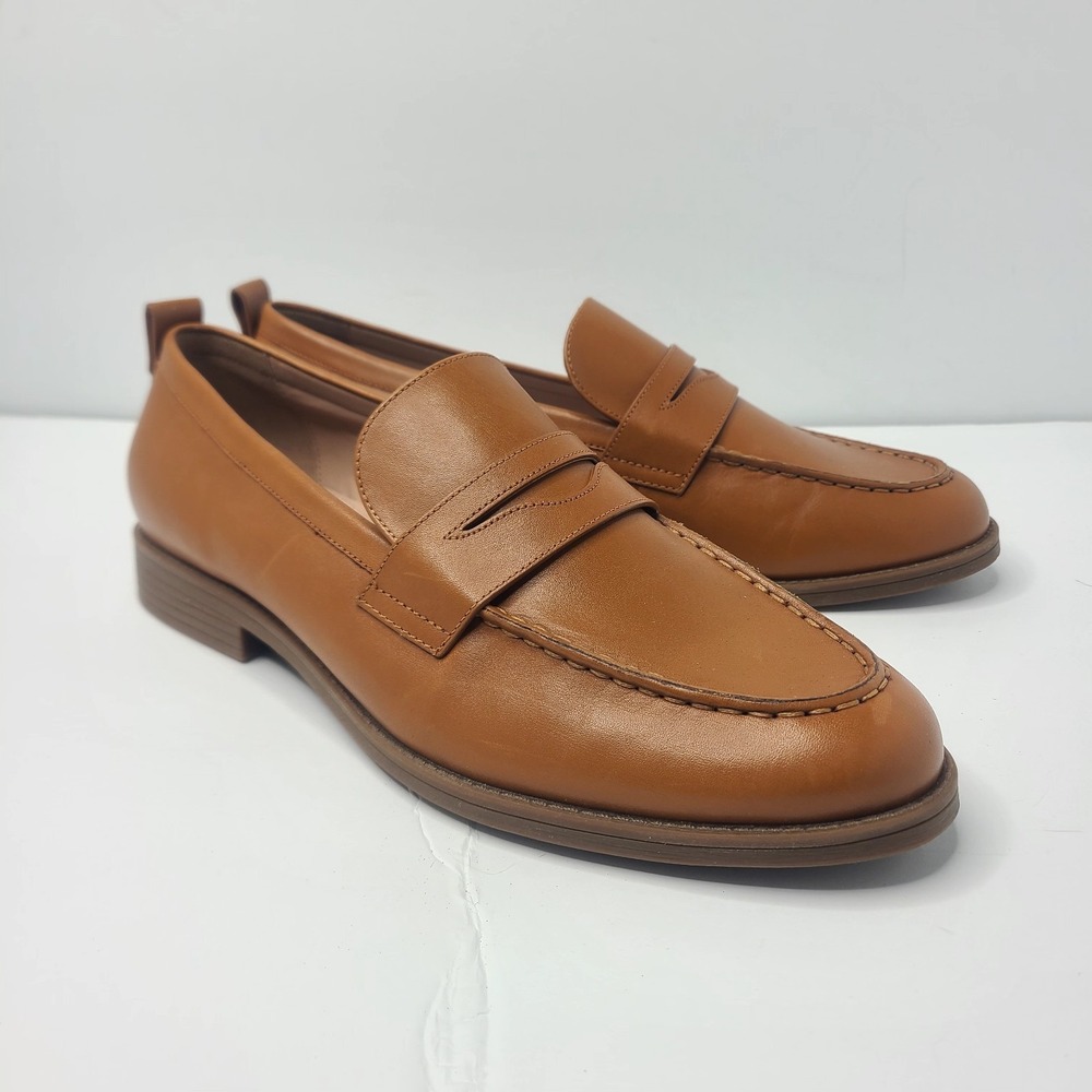 Cole Haan Womens 10.5 Penny Loafers Leather Slip On Shoes Tan Old Money Preppy